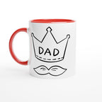 Dad Crown And Moustache - White 11oz Ceramic Mug with Colour Inside Ceramic Red Colour 11oz Mug Dad Globally Fulfilled