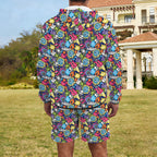 Sticker Music Men's Lightweight Sun Hoodie & Shorts Set Men's Lightweight Sun Hoodie & Shorts Music Printed Offshore