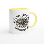 Tangled Christmas Lights, I'm Fine, This Is Fine, Everything's Fine - White 11oz Ceramic Mug with Colour Inside Christmas Colour Mug Christmas Globally Fulfilled