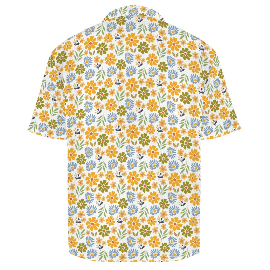 Retro Boho Flower Men's Crinkle Hawaiian Shirt