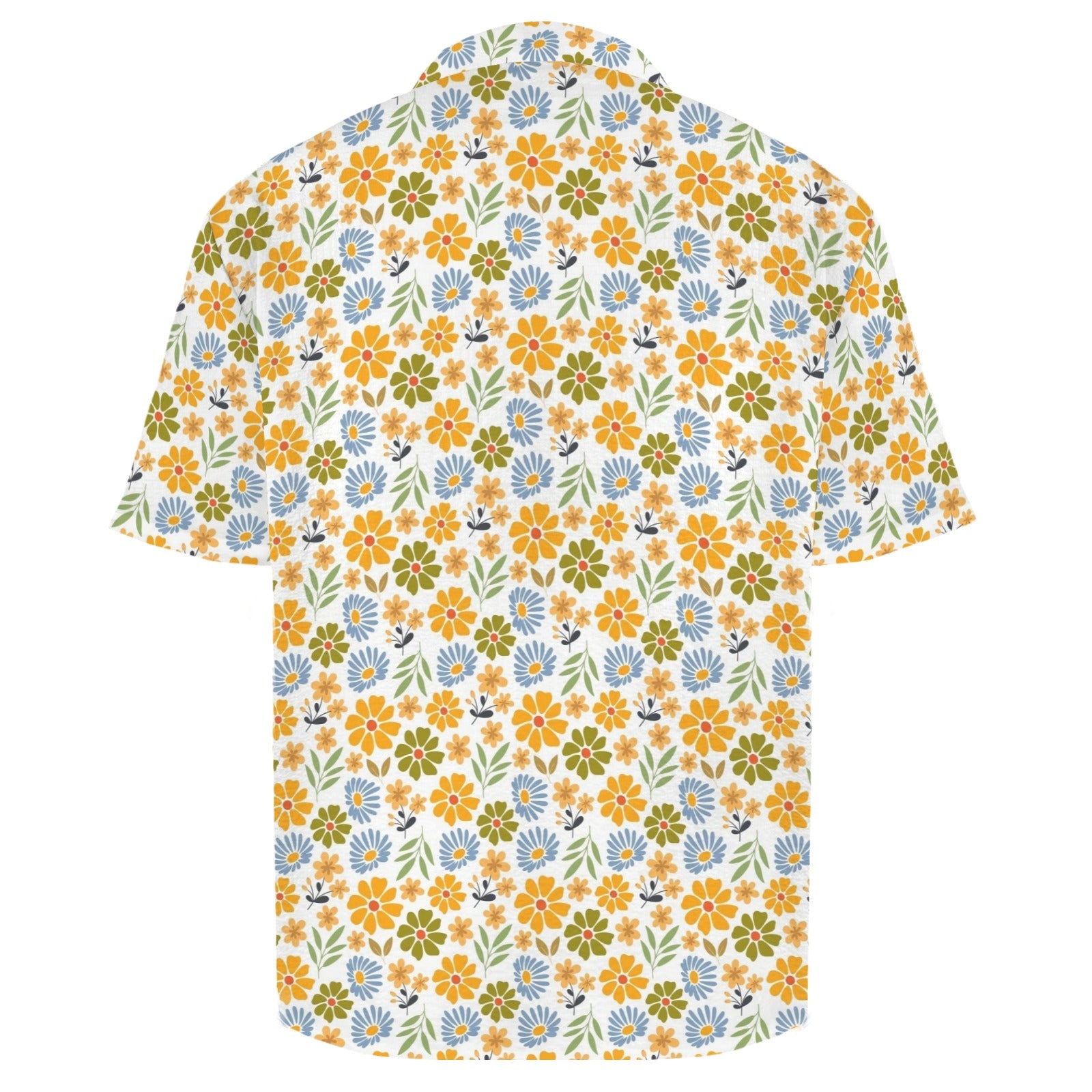 Retro Boho Flower Men's Crinkle Hawaiian Shirt