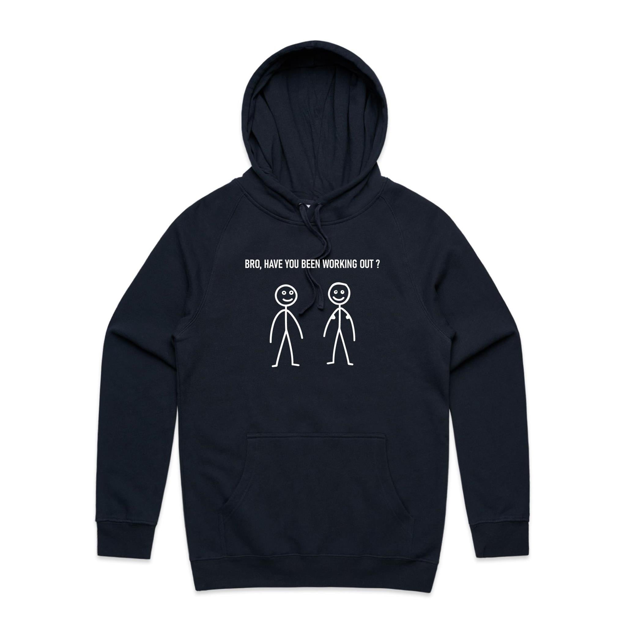 Bro, Have You Been Working Out, Stick Figures - Mens Hoodie Navy Mens Hoodie Fitness Printed In Australia