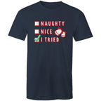 Santa's List, Naught, Nice, I Tried, Christmas - Mens T-Shirt Navy Mens Christmas T-shirt Christmas Printed In Australia