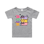 Meow, Colourful Cats AS Colour Baby T-shirt Grey Marle Baby T-shirt animal Printed In Australia