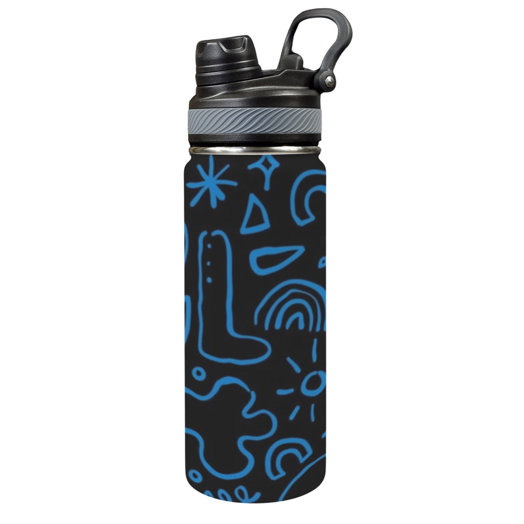 Blue Squiggle - Insulated Water Bottle with Dual-Use Lid (18oz) One Size Insulated Water Bottle with Dual-Use Lid (18oz) Printed Offshore