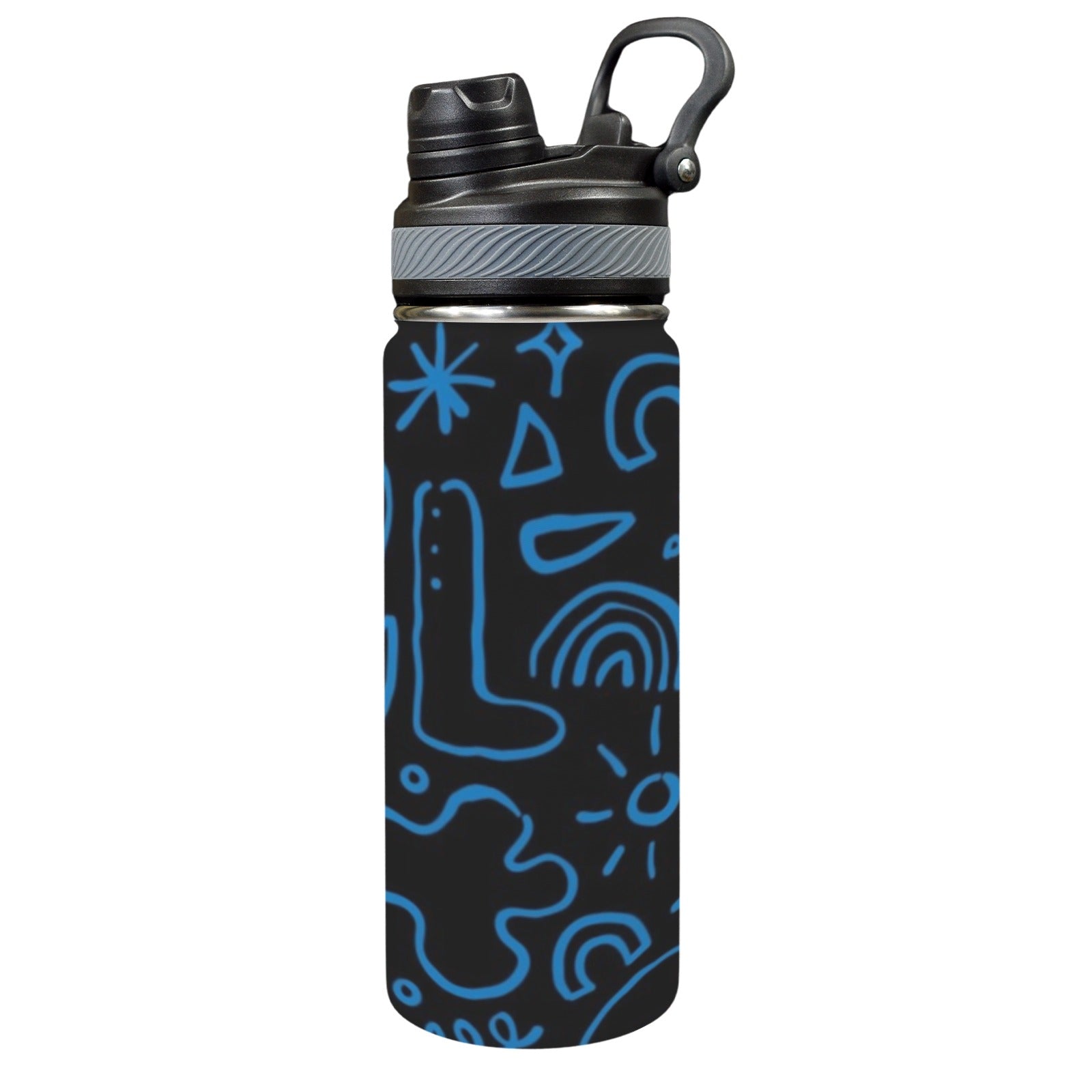 Blue Squiggle - Insulated Water Bottle with Dual-Use Lid (18oz) One Size Insulated Water Bottle with Dual-Use Lid (18oz) Printed Offshore
