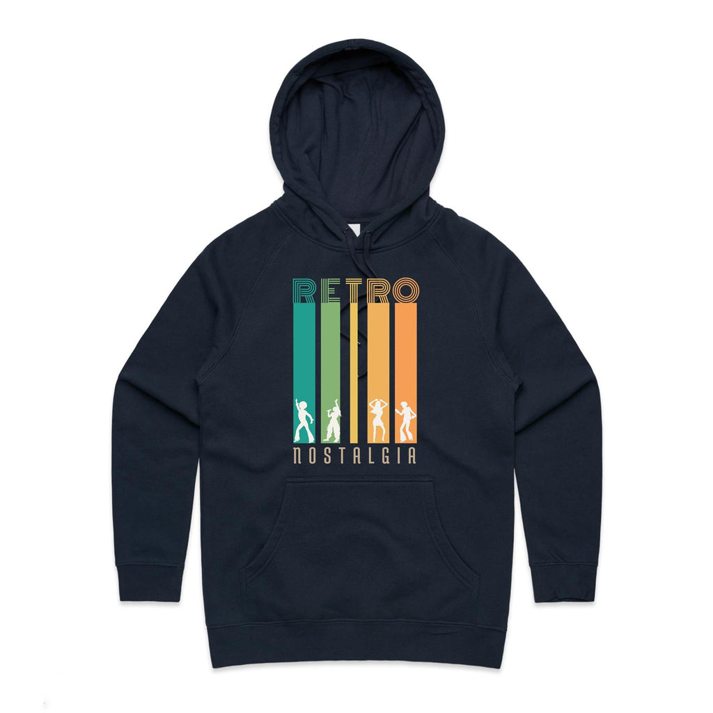 Retro Nostalgia - Womens Hoodie Navy Womens Hoodie Printed In Australia Retro