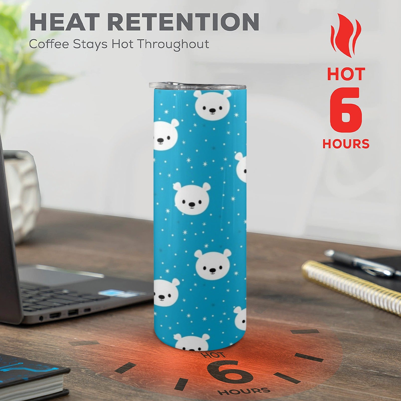 Bears On Blue - 20oz Tall Skinny Tumbler with Lid and Straw