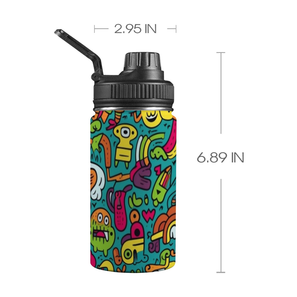 Crazy Characters - Kids Water Bottle with Chug Lid (12 oz) One Size Kids Water Bottle with Chug Lid Printed Offshore Sci Fi