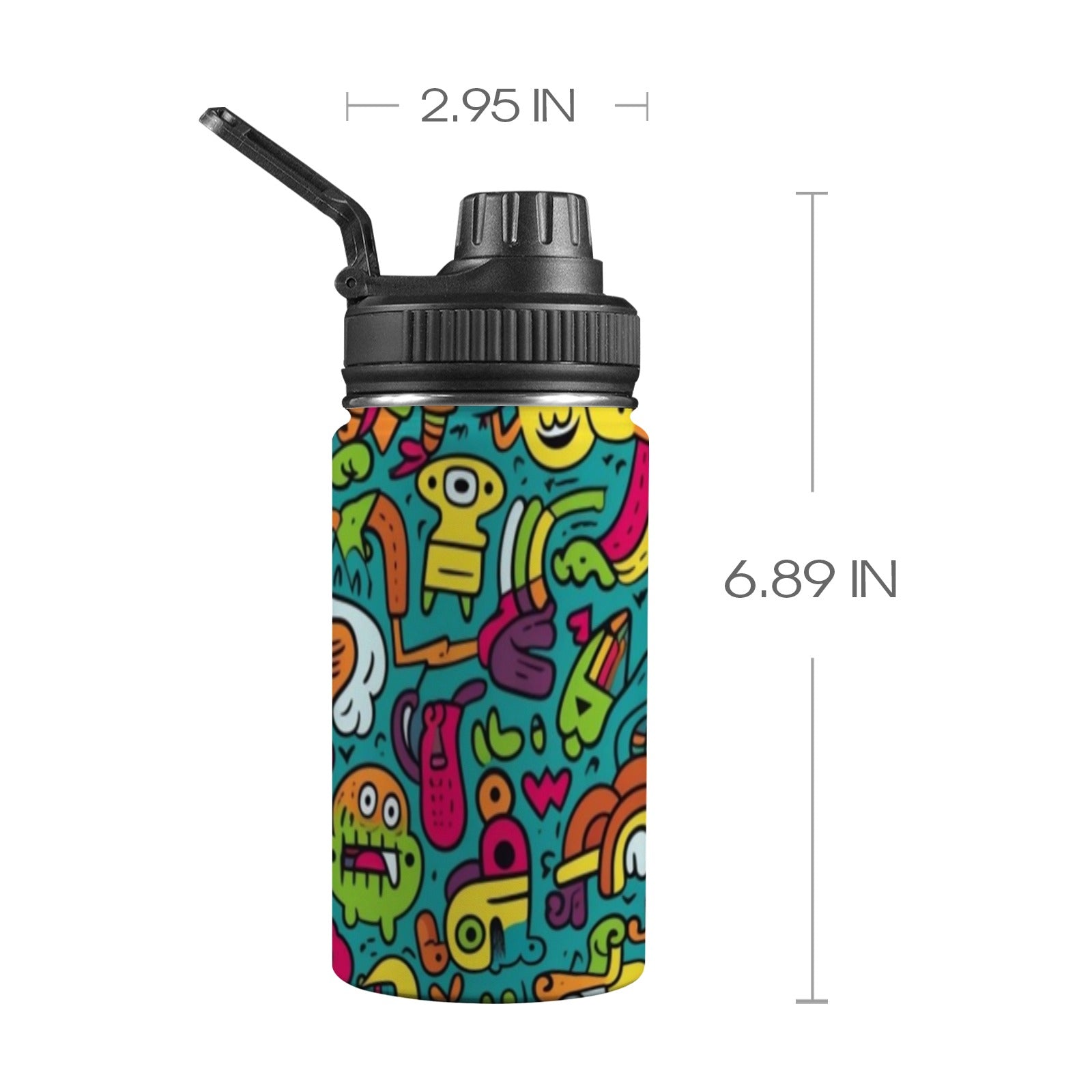 Crazy Characters - Kids Water Bottle with Chug Lid (12 oz) One Size Kids Water Bottle with Chug Lid Printed Offshore Sci Fi