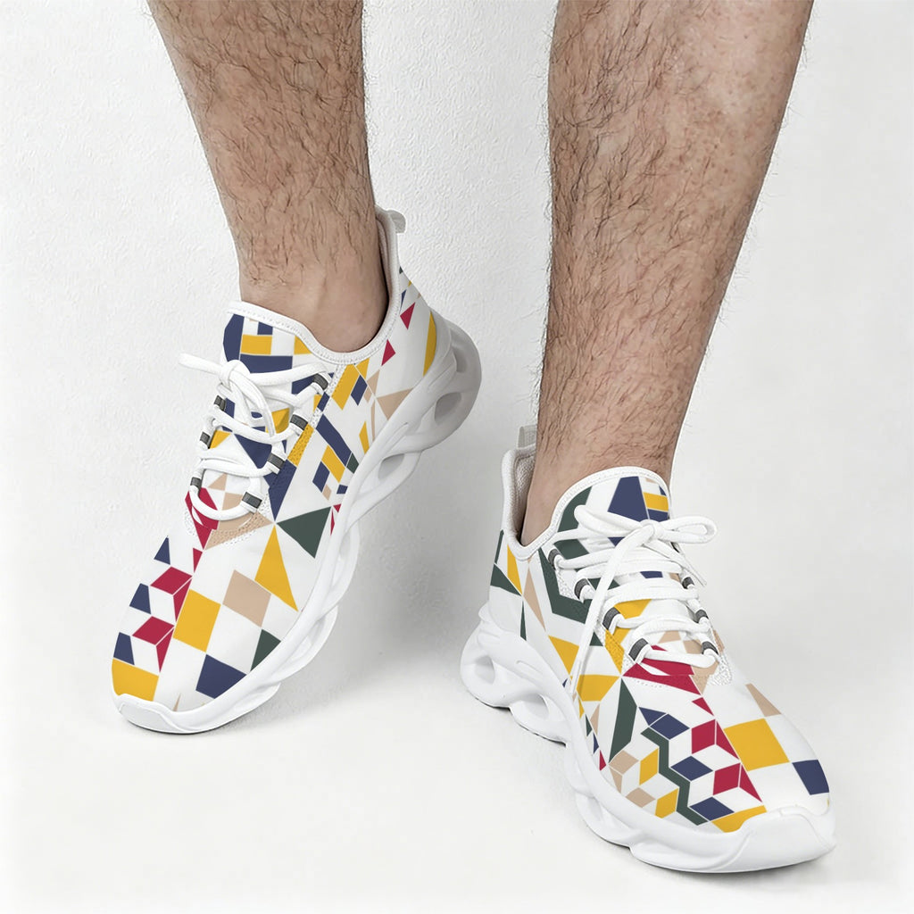 Colour Geometric Men's Twisted Sole Sneakers