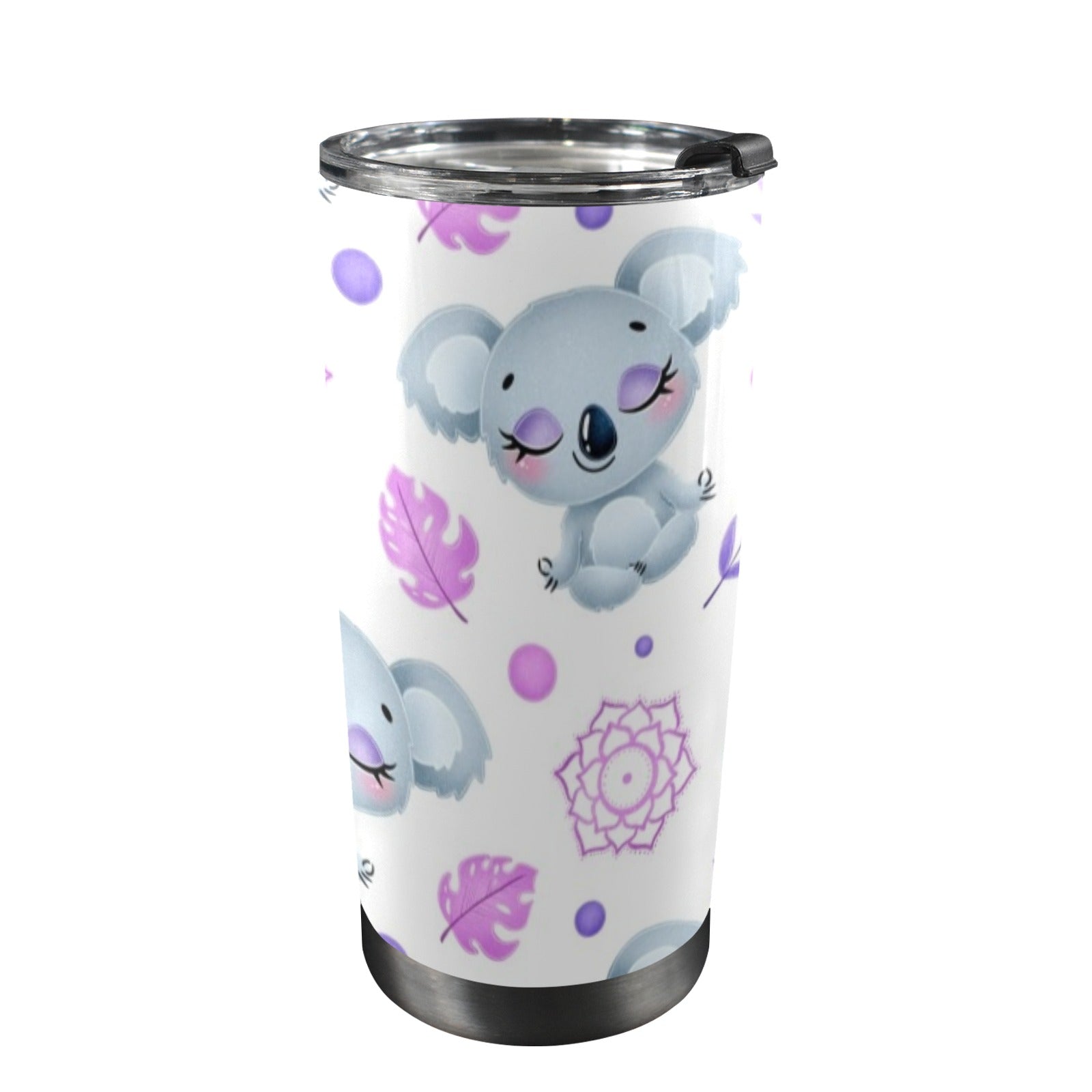 Zen Koala 20oz Mobile Tumbler with Lid (Black Lock) One Size 20oz Travel Mug animal Australia Printed Offshore