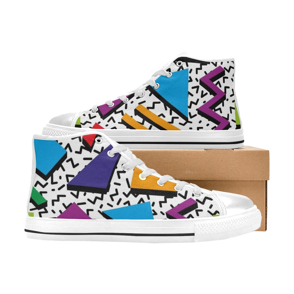 80's Abstract - Men's High Top Canvas Shoes Men's Classic High Top Canvas Shoes Printed Offshore Retro