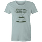 Bean There, Sipped That, Coffee - Womens T-shirt Pale Blue Womens T-shirt Coffee Printed In Australia