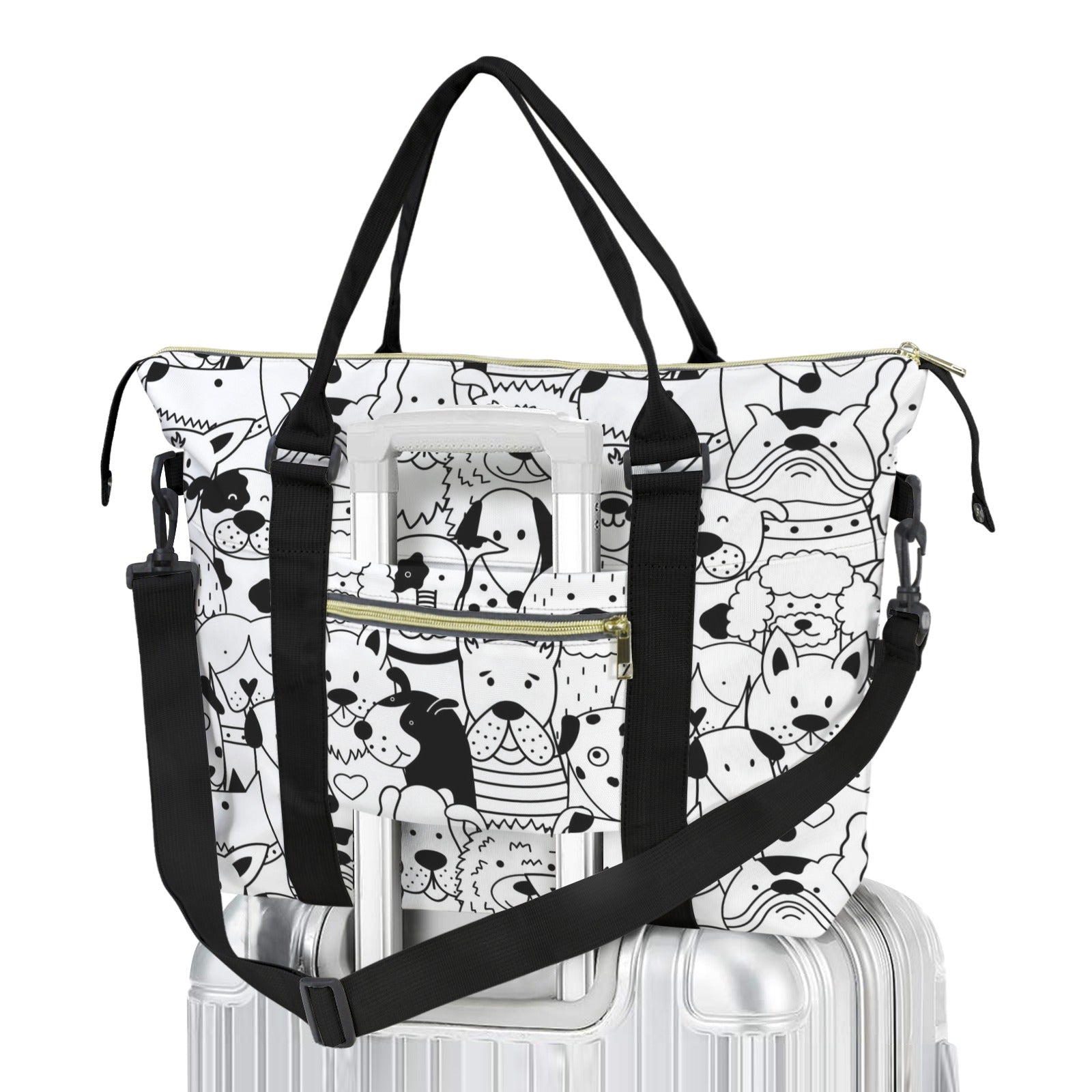 Black And White Dogs Duffle Bag-Simple (Model 1715) One Size Duffle Bag-Simple (1715)