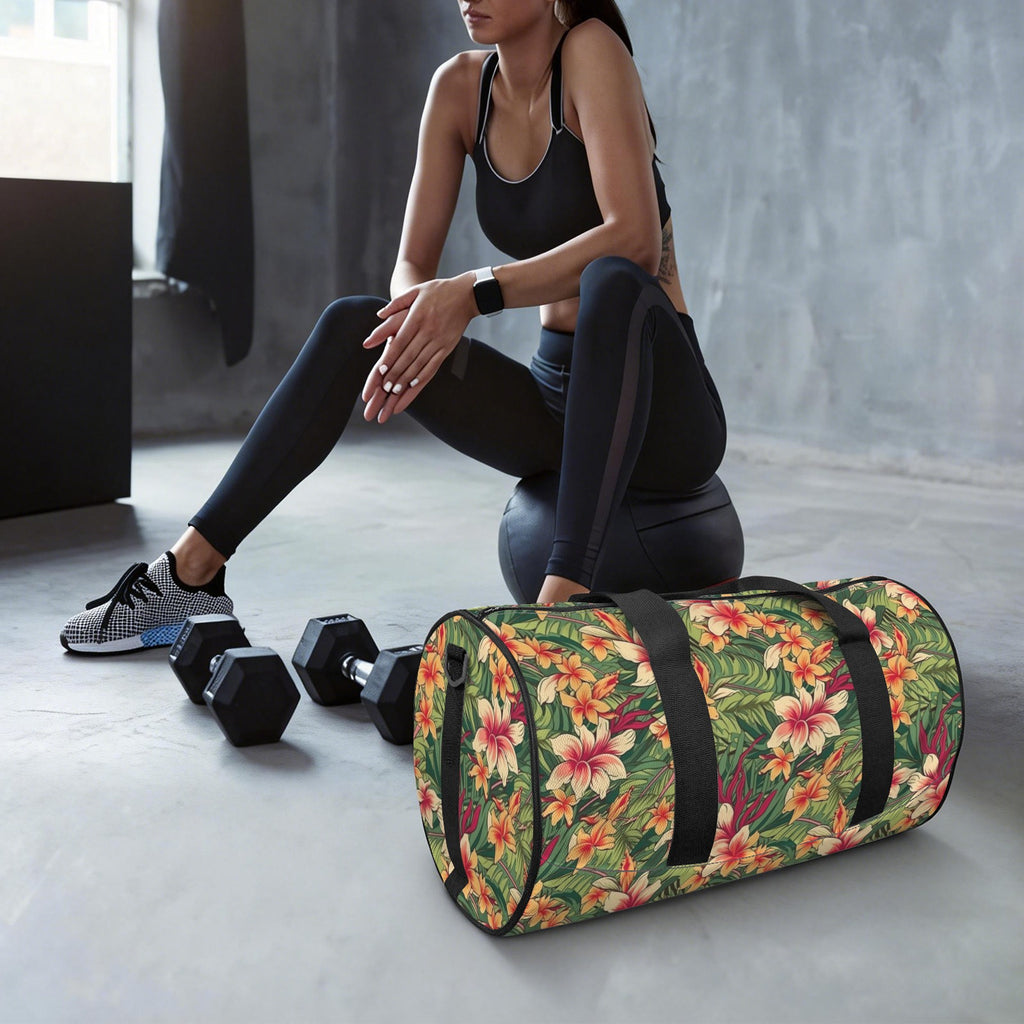 Vintage Hawaiian Floral Duffle Bag Duffle Bag Printed Offshore