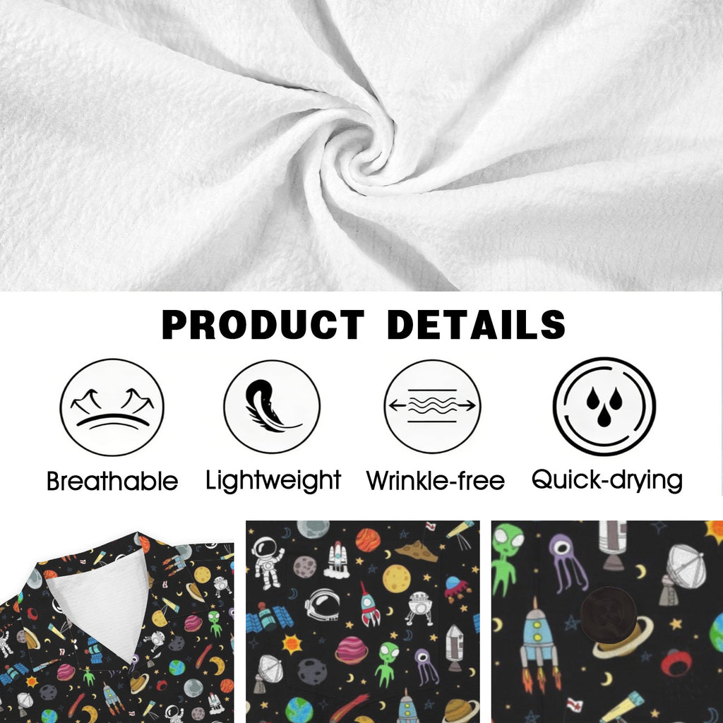 Fun Space Men's Crinkle Hawaiian Shirt