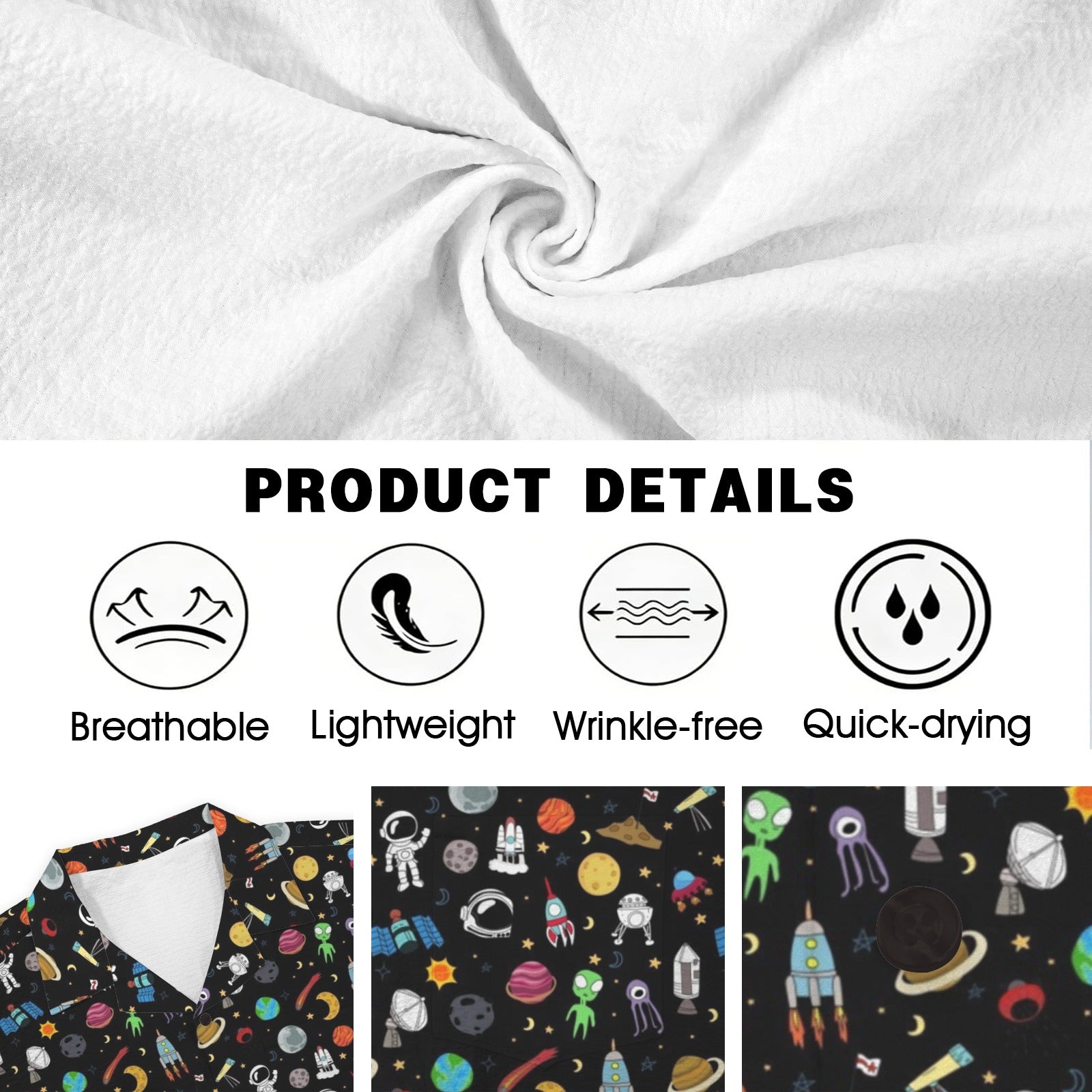 Fun Space Men's Crinkle Hawaiian Shirt
