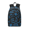 Blue Squiggle Fabric Backpack One Size Fabric Backpack Printed Offshore