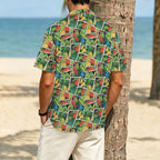 Tropical Comic Book Style Men's Crinkle Hawaiian Shirt