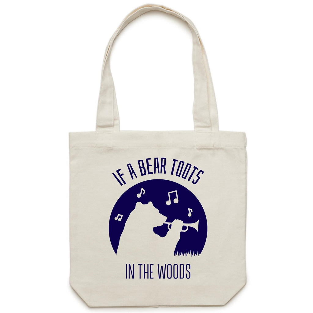 If A Bear Toots In The Woods, Trumpet Player - Canvas Tote Bag Cream One Size Tote Bag Printed In Australia