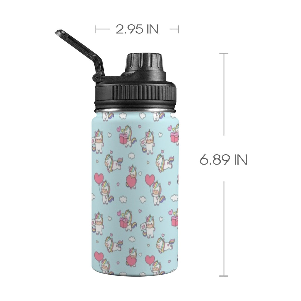 Rainbow Unicorn Kids Water Bottle with Chug Lid (12 oz) One Size Kids Water Bottle with Chug Lid animal Printed Offshore