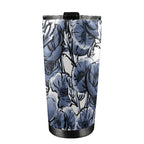 Blue And White Floral - 20oz Mobile Tumbler with Lid (Black Lock) 20oz Travel Mug Plants Printed Offshore