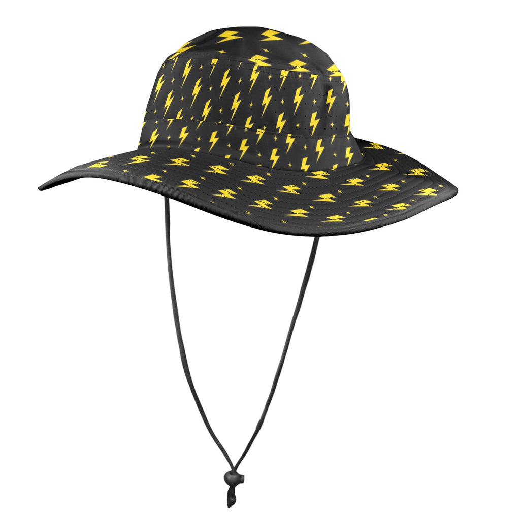 Yellow Lightning Wide Brim Bucket Hat Wide Brim Bucket Hat comic Printed Offshore