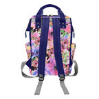 Bright Pink Floral - Multi-Function Backpack, Nappy / Diaper Bag