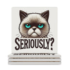 Cat Seriously - Ceramic Coasters (Square) white Ceramic Coasters Printed Offshore