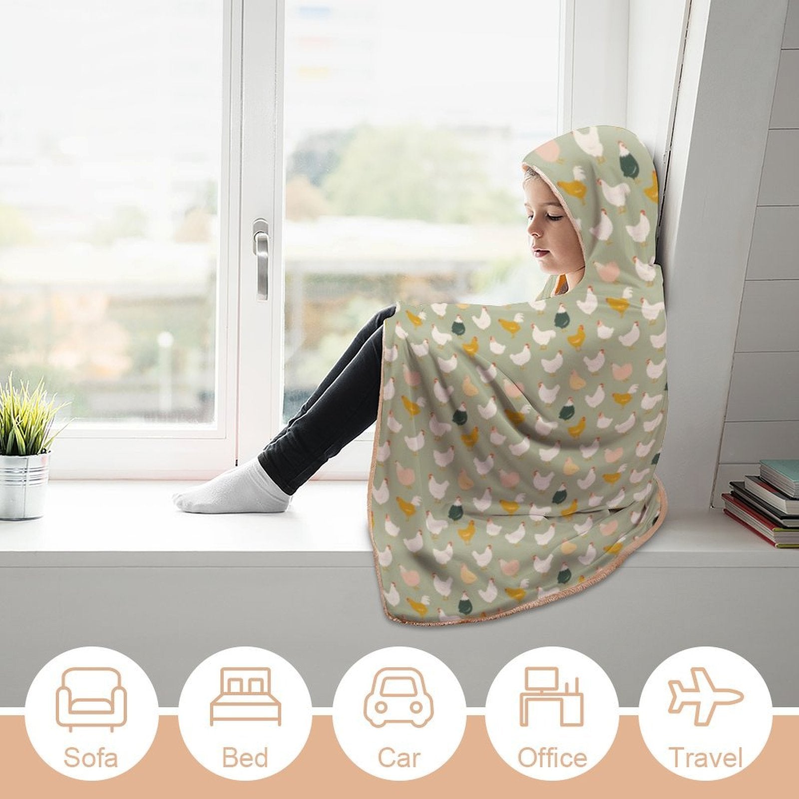 Chicken Life Kids Hooded Blanket 100cm x 130cm