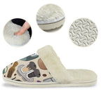 All The Coffee Men's Fur Trim Thick-Sole Indoor Slippers Men's Fur Trimmed Slippers Coffee Printed Offshore