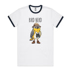 Bird Nerd 2 Men's AS Colour Ringer Tee White Navy Ringer T-Shirt animal Birds Printed In Australia
