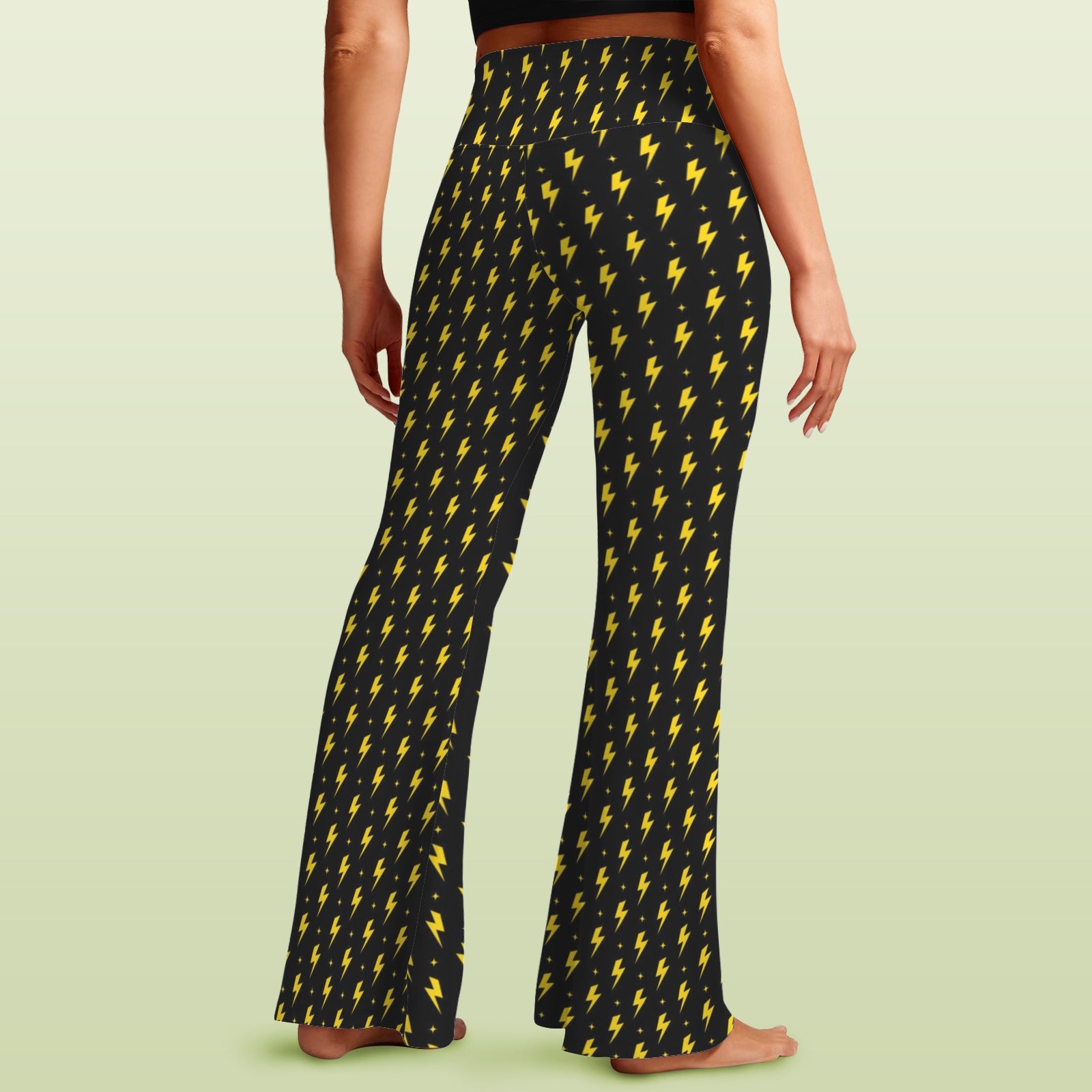Yellow Lightning High Waist Crossover Tummy Control Flare Leggings High Waist Flare Leggings comic Printed Offshore