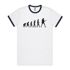 Guitarist Evolution - Staple Ringer Tee White Navy Ringer T-Shirt Music Printed In Australia
