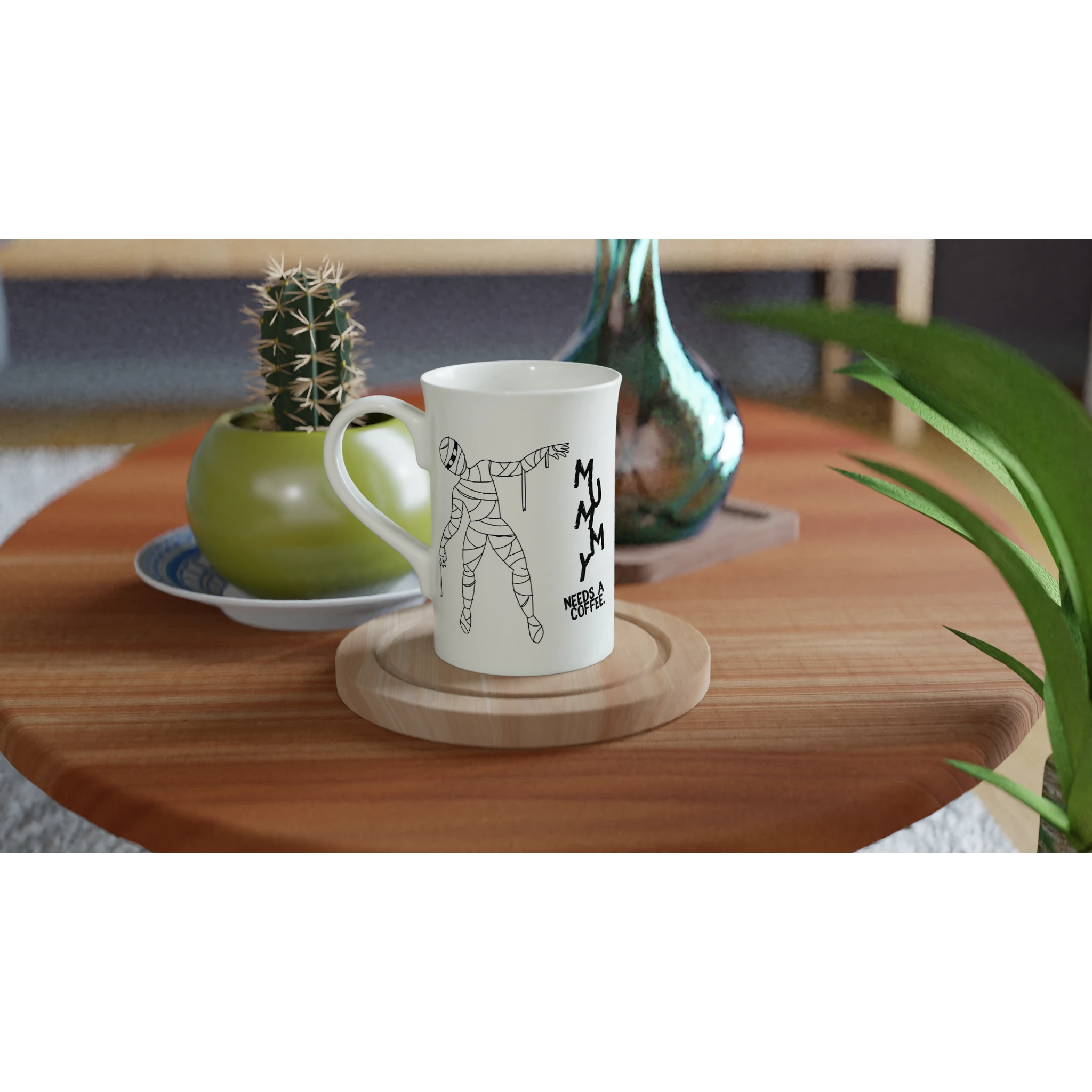 Personalised - Mummy Needs A Coffee - White 10oz Porcelain Slim Mug Personalised Porcelain Mug Globally Fulfilled Mum