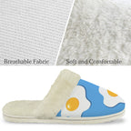 Fried Eggs Men's Fur Trim Thick-Sole Indoor Slippers Men's Fur Trimmed Slippers Food Printed Offshore