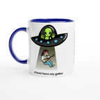 Personalised - Guitarist Alien Abduction - White 11oz Ceramic Mug with Colour InsidePersonalised - Ceramic Blue Personalised 11oz Mug customise Globally Fulfilled Music personalise Sci Fi