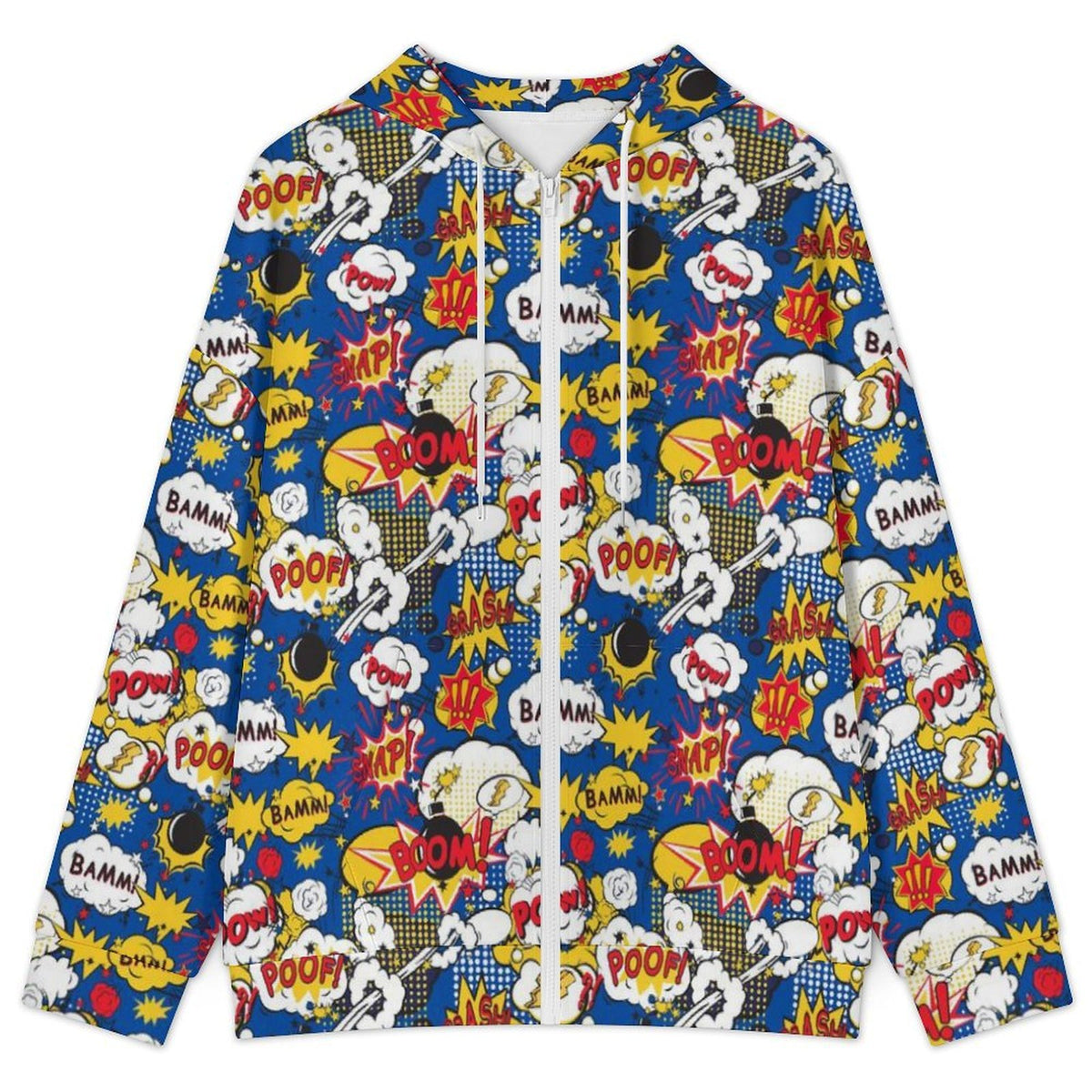 Comic Book Blue Women's Full-Zip Hoodie