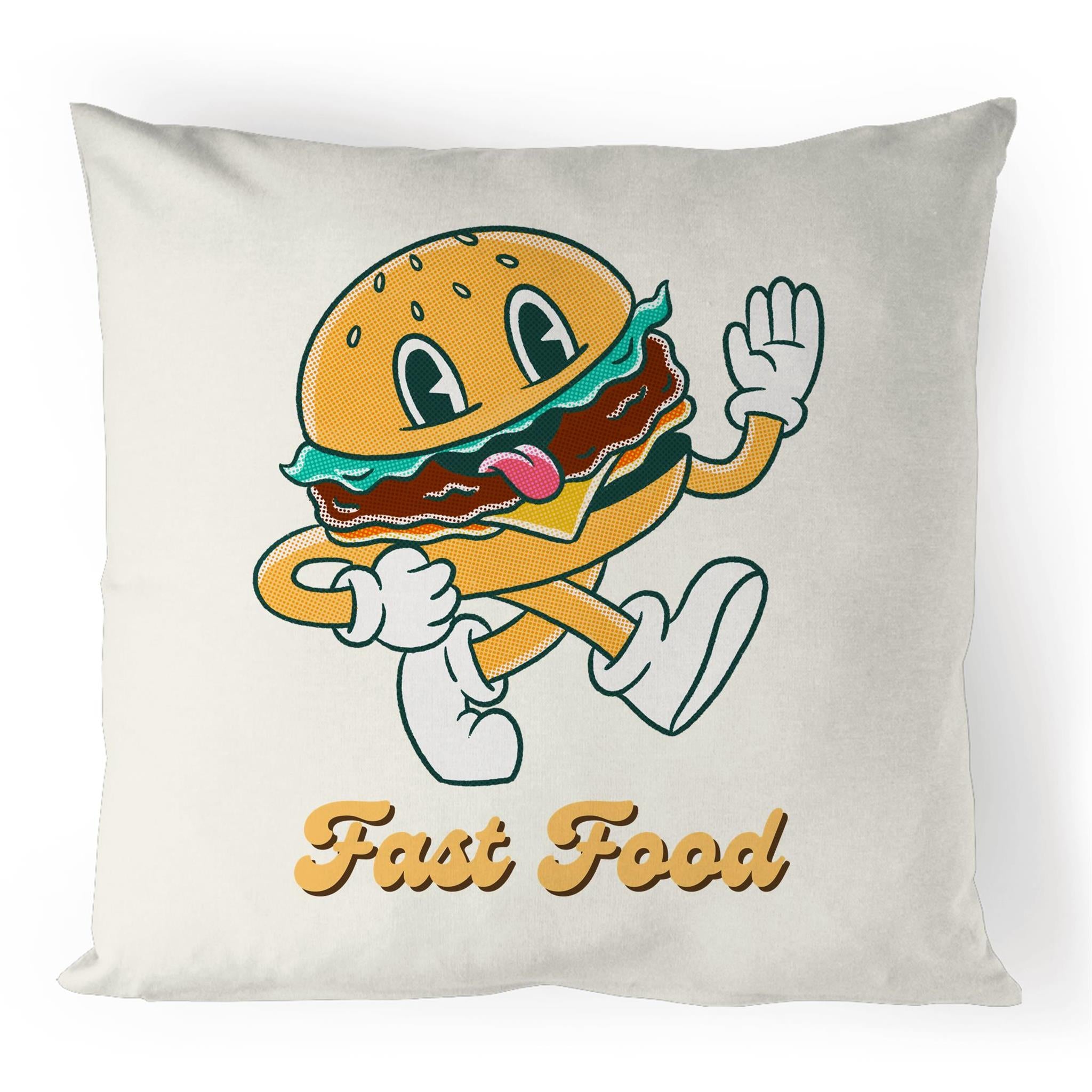Fast Food, Hamburger - 100% Linen Cushion Cover Default Title Linen Cushion Covers Printed In Australia