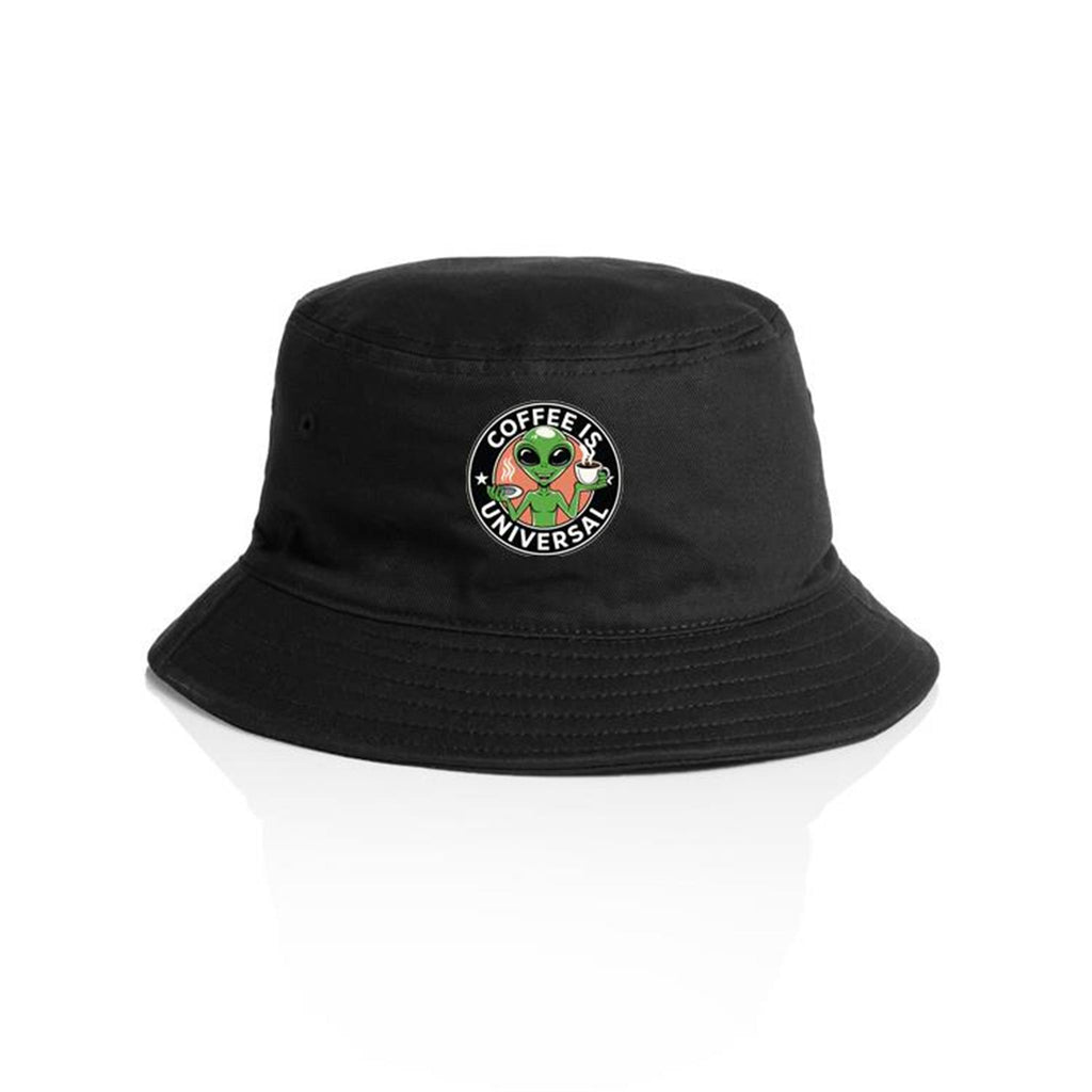 Coffee Is Universal, Alien - AS Colour Bucket Hat Black One Size As Colour Bucket Hat Coffee Printed In Australia Sci Fi