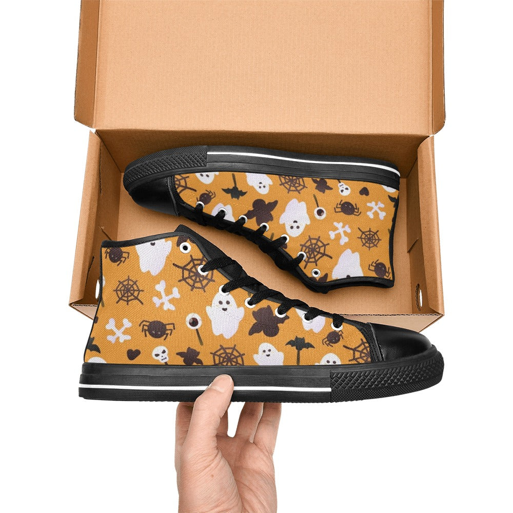 Halloween Ghosts Men's High Top Canvas Shoes Men's Classic High Top Canvas Shoes Halloween Printed Offshore