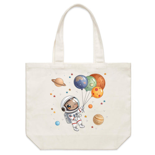 Balloon Planets, Astronaut - Shoulder Canvas Tote Bag Default Title Large Tote Bag Printed In Australia Space
