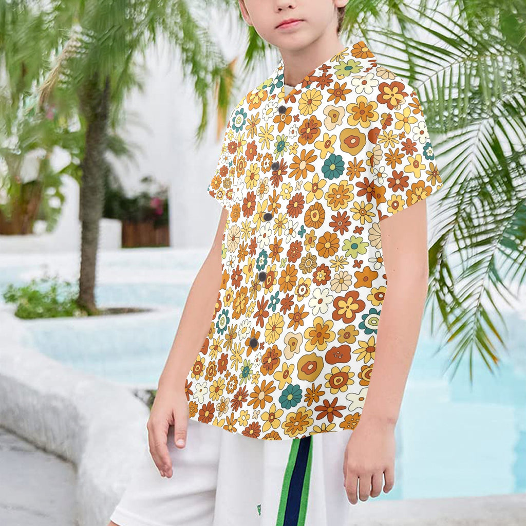 70's Style Floral Senior Kids Hawaiian Shirt