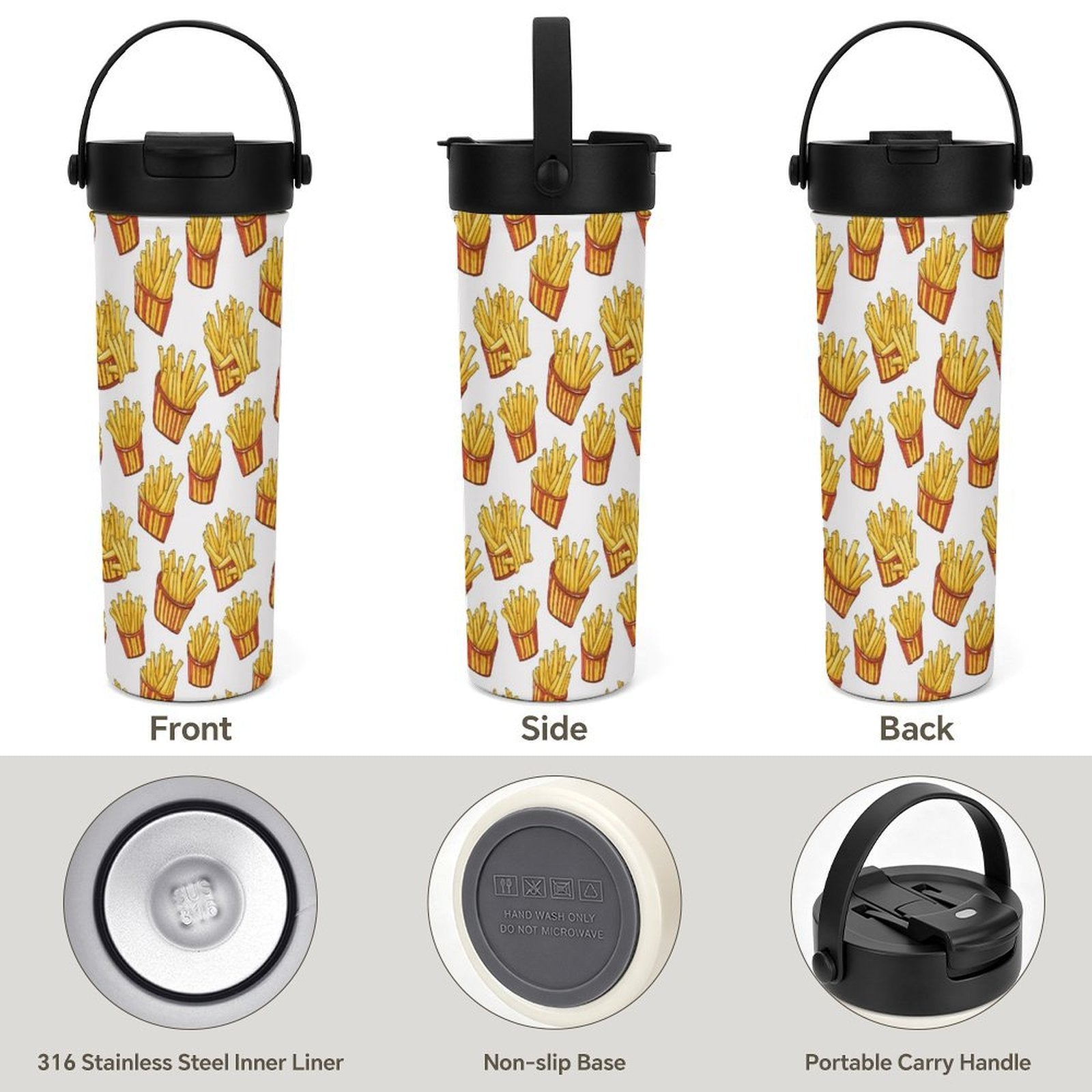 French Fries 20oz Tea Tumbler with Carry Handle