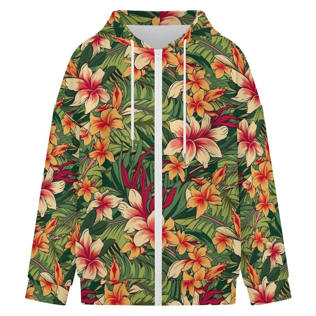 Vintage Hawaiian Floral Women's Full-Zip Hoodie