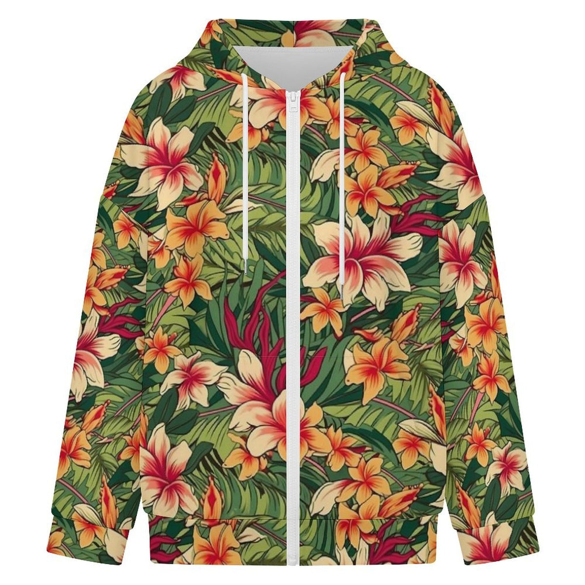 Vintage Hawaiian Floral Women's Full-Zip Hoodie