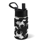 Black And White Unicorn - 12oz Kids Water Bottle with Straw Lid