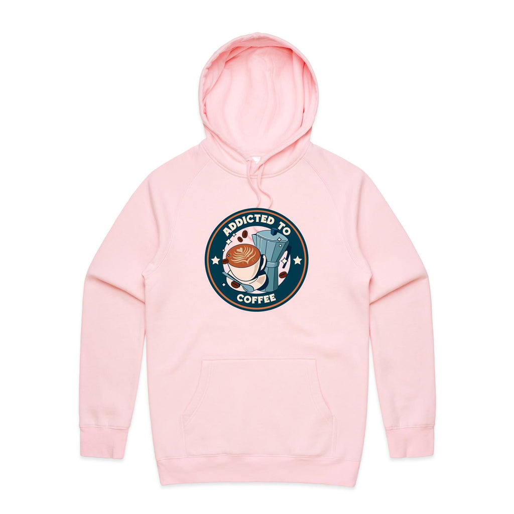 Addicted To Coffee - Mens Hoodie Pink Mens Hoodie Coffee Printed In Australia