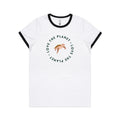 Love The Planet, Turtle - Women's Ringer Tee White Black